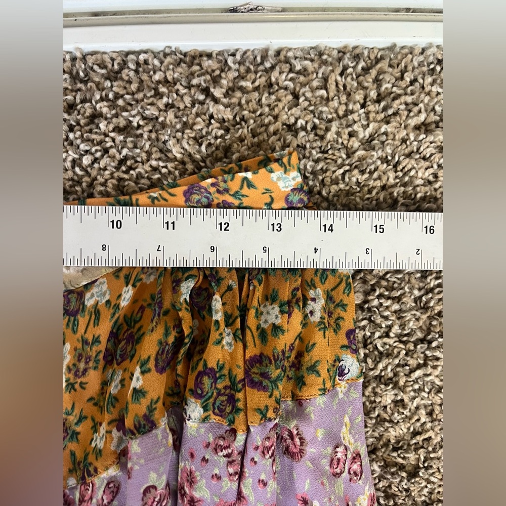 Zara Floral Patchwork Hi-Lo Flowy Boho Gypsy Skirt Blogger Favorite Size Medium - Picture 6 of 7